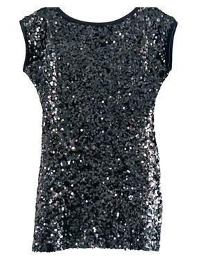 BLQ MKT Blaque Market Black Sequin Open Tie Back Mini Dress Size L